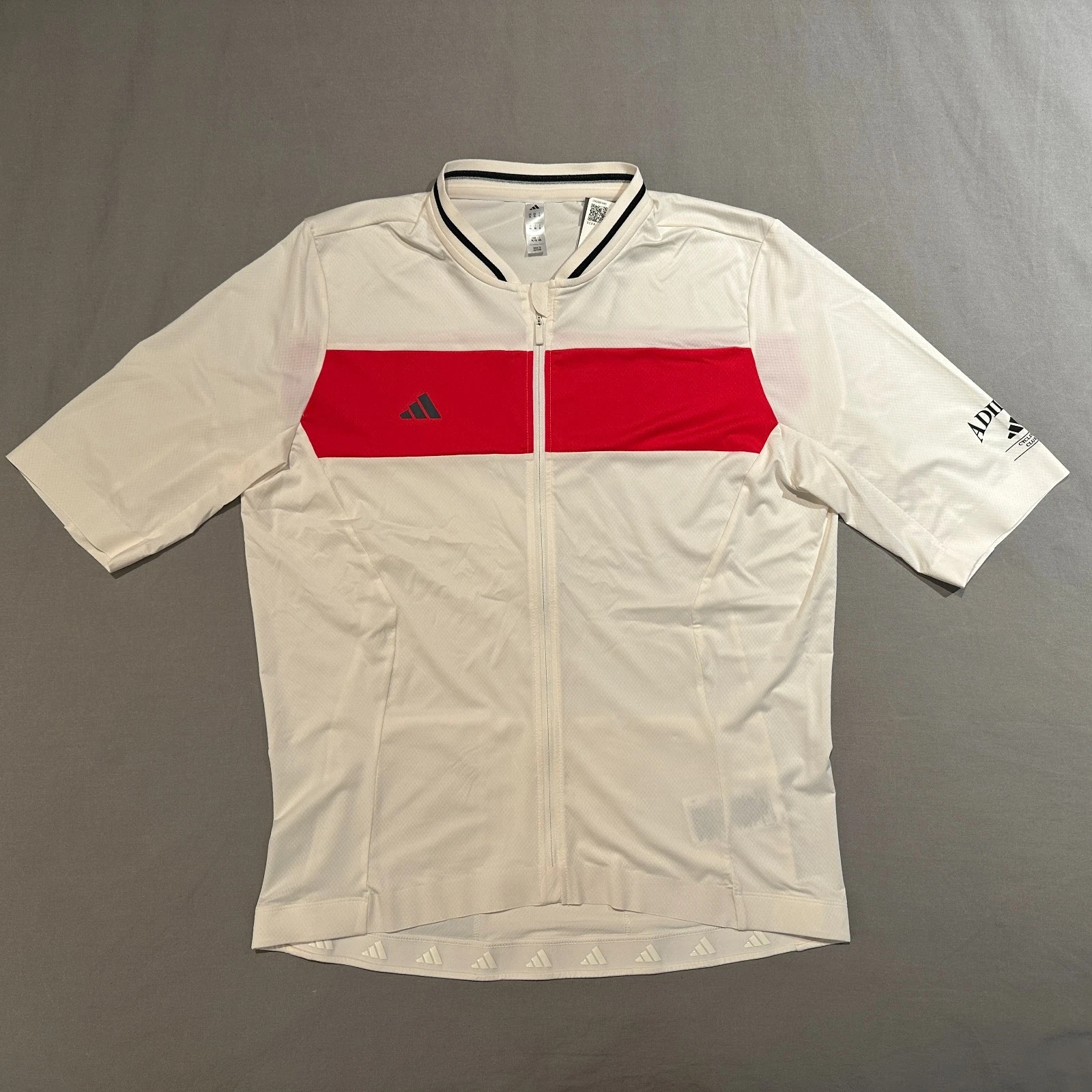 Adidas Heritage Tempo 3-Stripes Cycling Jersey Chalk White Red Mens XL