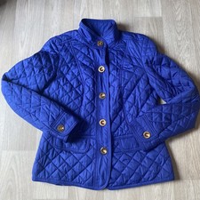 Charter Club Rich Cerulean Blue Quilted Jacket Size small Gold buttons preppy