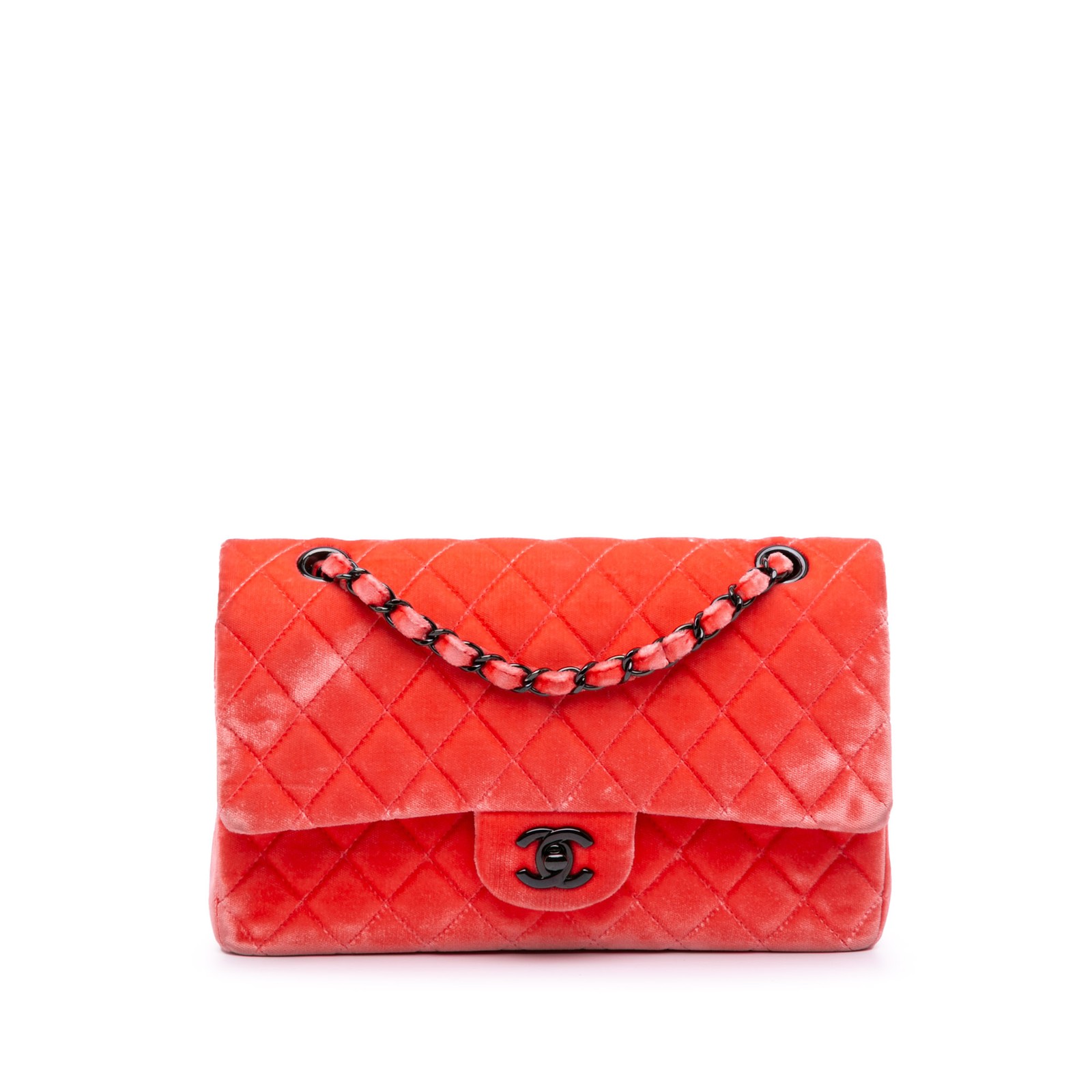 Authenticated Chanel Medium Classic Velvet Double… - image 1