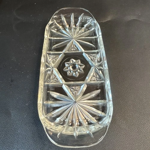 VTG Star Of David Anchor Hocking Butter Dish American Prescut Glass Bottom Only