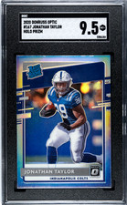 Jonathan Taylor Rated Rookie RC Card 2020 Donruss Optic #167 Holo Prizm SGC 9.5. rookie card picture