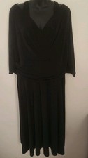 NWT Lane Bryant Black V-neck 3/4 Sleeve Midi Slits Fit Flare Dress Sz 18/20