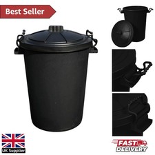 Extra Large 50L Cylindrical Plastic Dustbin with Locking Lid for Garden