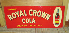 Rare Vintage RC ROYAL CROWN COLA Tin Soda Sign Embossed 
