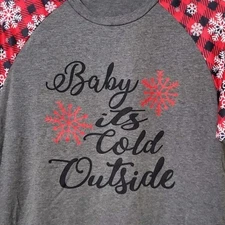 Baby It's Cold Outside Women's Holiday Christmas T-shirt- Small NWOTs