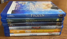 Disney / Dreamworks Bluray Movie Lot of 6 Little Mermaid Cinderella Frozen Lorax