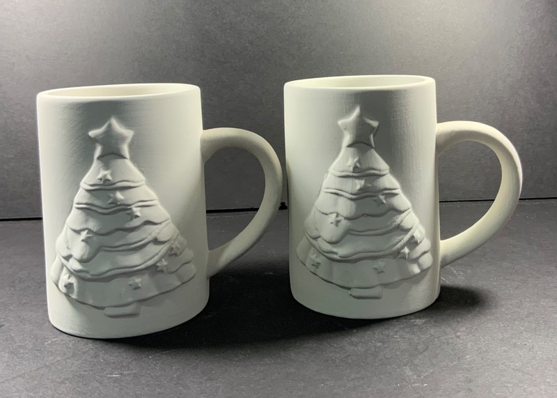 Bisque Christmas Tree Coffee mugs Set of 2