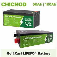 48V 100Ah/50Ah LiFePO4 Lithium Battery Built-in BMS 2560Wh/5120Wh For Golf Carts