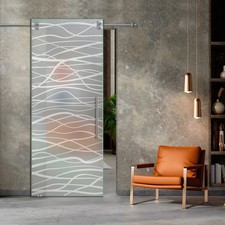 38" x 102" Ready to ship Frosted Sliding Glass Barn Door V2000