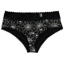 NWT TORRID Cheeky Pantie Sz 1X Black SilverSpider Webs