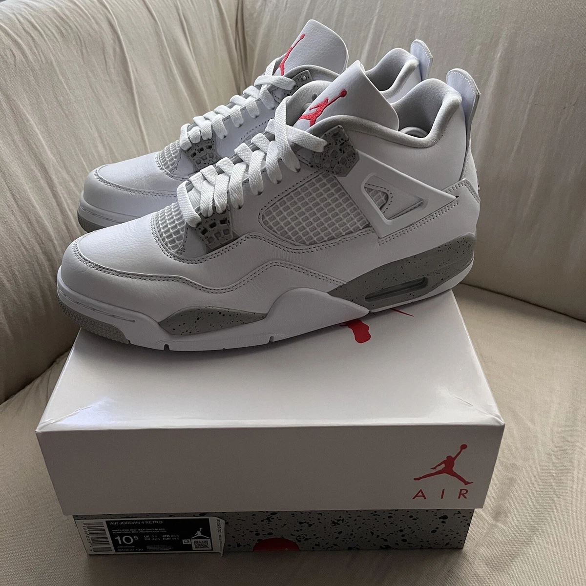 Nike Air Jordan 4 White Oreo Grey - New Size 10.5 Ships ASAP | eBay