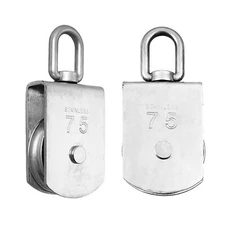 Rocaris 2 Pack M75 Lifting Single Pulley Roller Loading 1700Ibs, 304 Stainles...