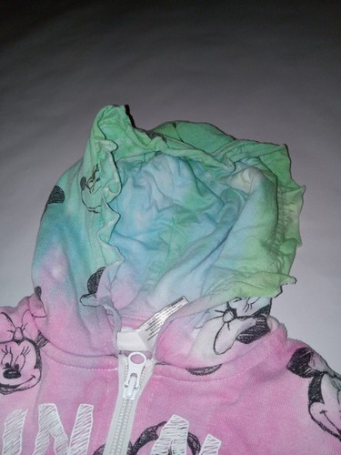 Disney Junior Minnie Girls Hoodie Size 5 Tie Dye Zip Up - Picture 7 of 10