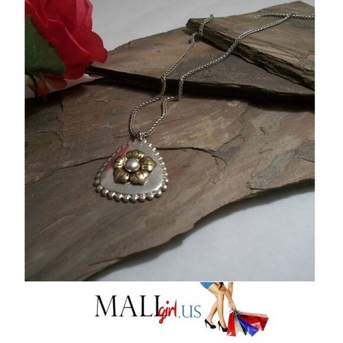Lucky Brand Silver and Gold Tone Flower Necklace MSRP $39 Free Shipping - Picture 2 of 5