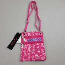 Lilin Collection Greece Pink Crossbody Bag Hot Pink Double Zipper