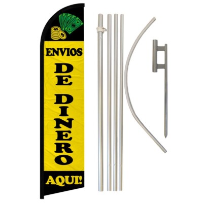 Envios De Dinero Aqui Windless Banner Swooper Advertising Flag Kit Money Orders