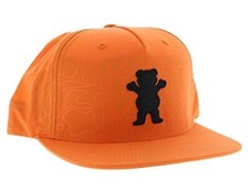 New Grizzly Griptape Skate Crew Topography OG Bear Orange Snapback Hat HTDMD-117