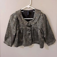 Kas Designs vintage elegant crop jacket two burro. Front peasant collar Med