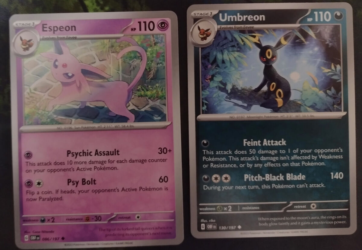  Umbreon Espeon Eevee - Obsidian Flames - Pokemon Evolution 3  Card Lot - 086/197-130/197 : Toys & Games