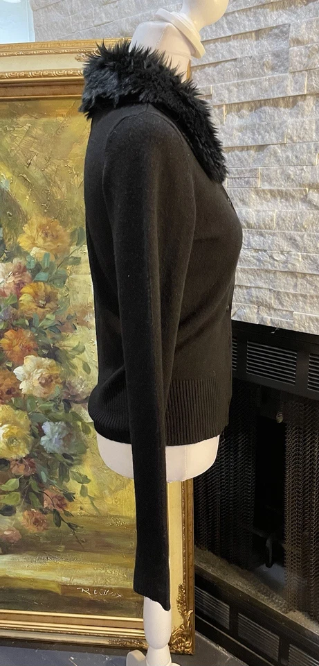 Suéter Rampage Vintage Y2K Negro Imitación Piel Cuello Abotonado Manga Larga Talla Med Foto 4 de 4