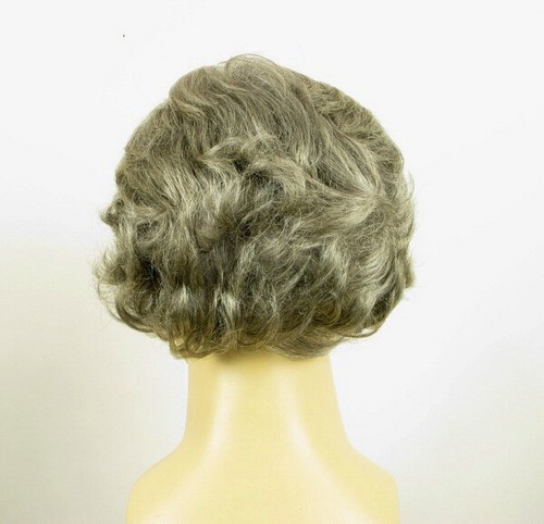 Short Wig For Men Natural Hair Gray White Poly Mesh Ref REMY 44 - Foto 5 di 8