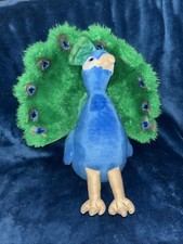 FAO Schwarz Peacock Bird 14" Plush Stuffed Animal Schwartz Blue Green No Tag