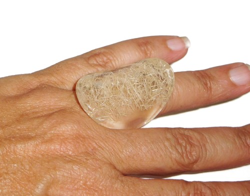 Sobral Macarandachi Hanf Sisal Einschluss klar Manschette Künstler hergestellt Ringgröße 7,25 - Bild 2 von 8