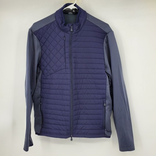 Greyson Yukon Hybrid Zip-Up Men's Grey and Blue Puffer Body Jacket Large