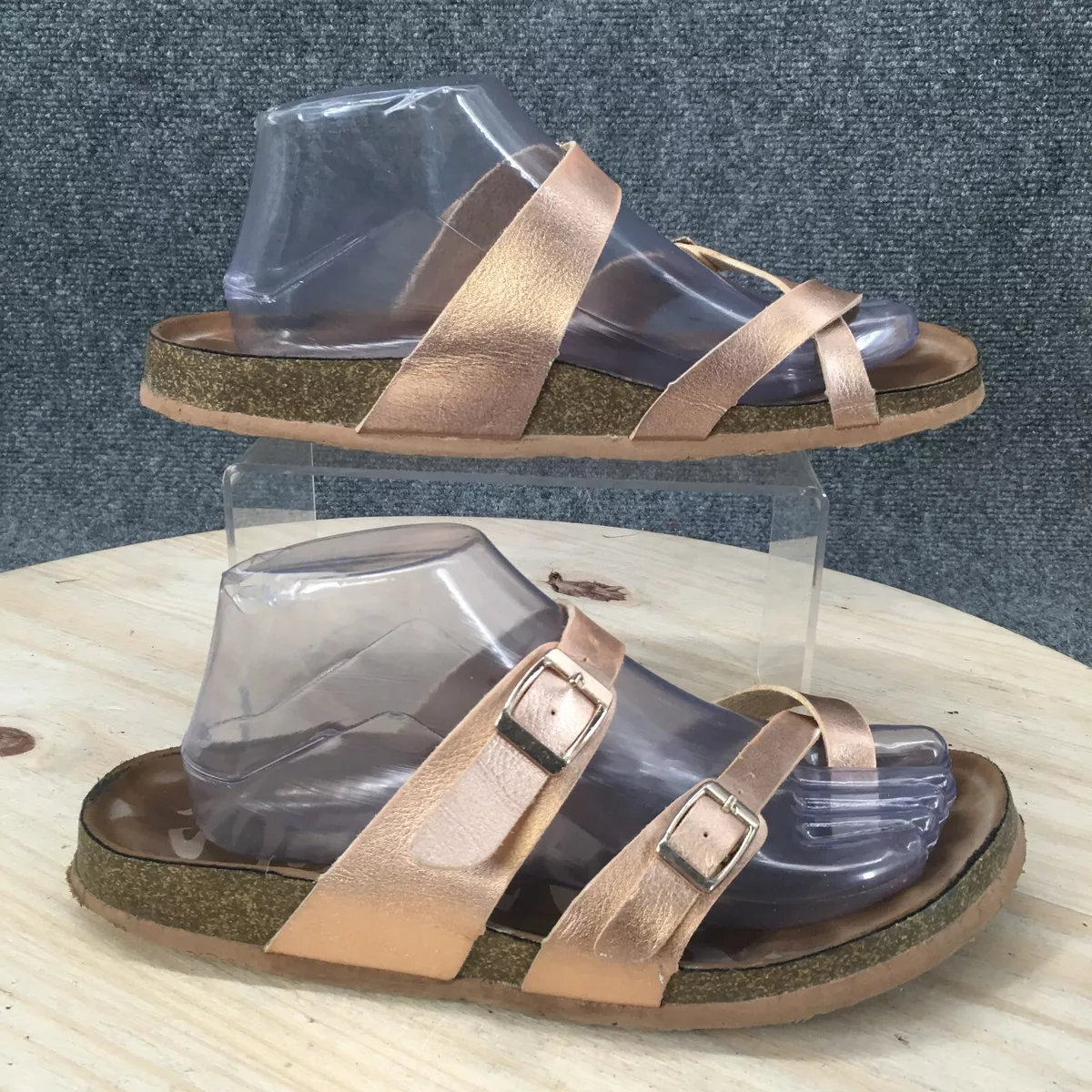 Mad Love Sandals Womens 9 Slip On Metallic Pink Faux Leather Cork