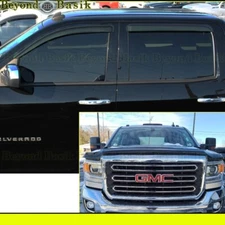 2015-2019 GMC Sierra 2500 SMOKE 4 Door Vent Visors Window Rain Guards+Bug Shield