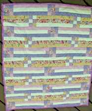 Handmade Lavender Lanes Patchwork Quilt, 34" x 40"