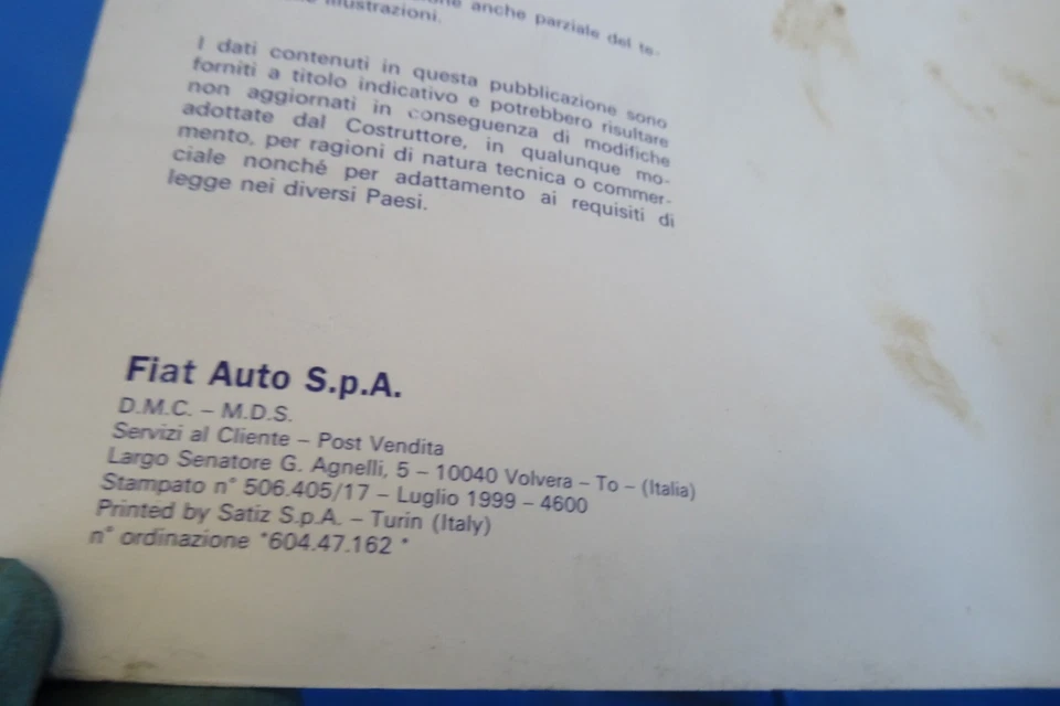 manuale officina Fiat Ulysse motore impianto elettrico cambio automatico 1999 - Immagine 4 di 4