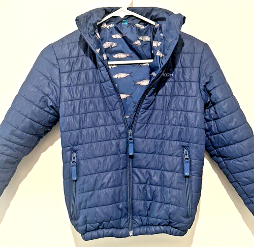 PRODOH Puffer Jacket Blue With Hand Painted Fish Themed Art 7/8 BOYS XS - Picture 5 of 9