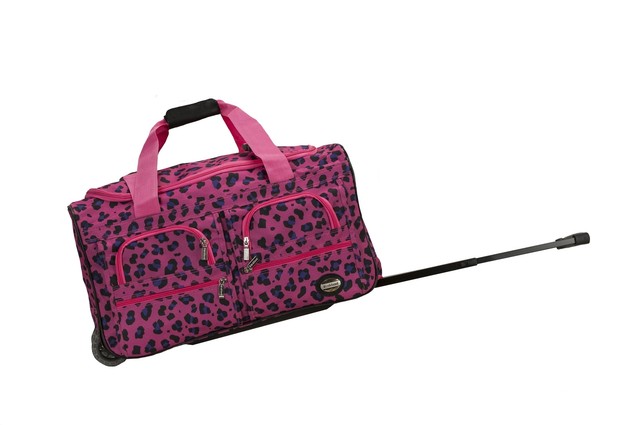 Rockland 2 Piece Luggage Set Purple Leopard One Size