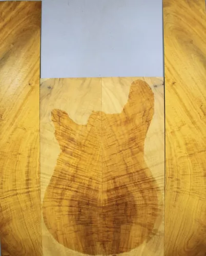 Acoustic Guitar Top/Back&Sides AAAAA Flame Golden Phoebe Wood Set Luthier Supply