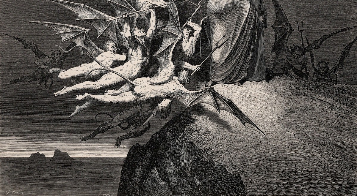 GUSTAVE vs GUSTAVE 2 手描きイラスト Gustave Doré - Wood of the Suicides, Canto XIII, Inferno