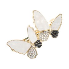 Colorful Rhinestones Butterfly French Barrette Hair Clips for Home Beige 1 Pc