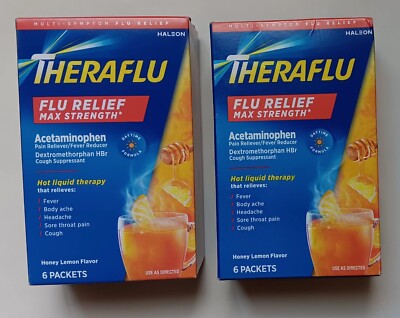 2pk of Theraflu Daytime Honey Lemon Flu Relief Max Strength Powder 6x2=12ct