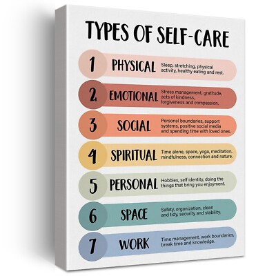 Mental Health Wall Art Therapy Office Decor Self Care Poster Framed Canvas Pr...