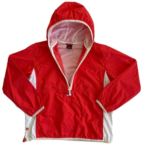 Vintage NIKE Damen SMALL Half Zip Windbreaker Pullover Grapefruit Orange Rot