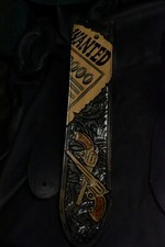 Guitar strap leather tooled all hand made in USA 3.5" "Outlaw series Wanted 6"