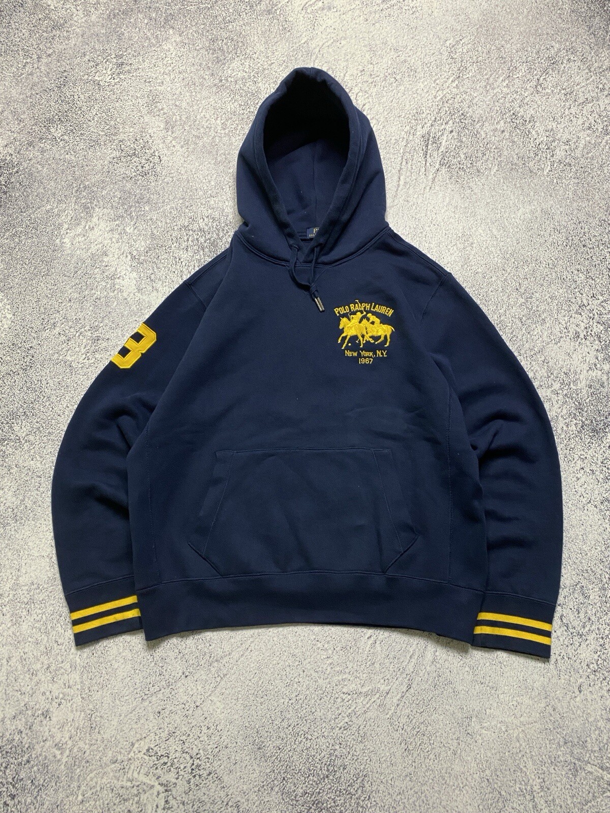 Felpa con cappuccio Polo Ralph Lauren Uomo L Vintage Ricamata #3 Grande Pony Marina