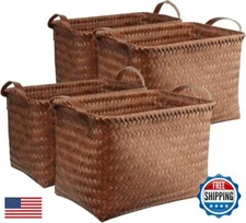 BROWNLILY Handwoven Clothes Basket Laundry Hampers Large Wicker Storage Baske