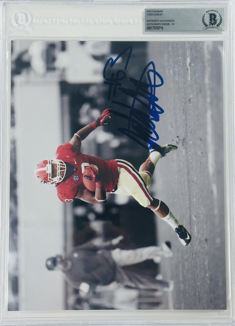TODD GURLEY Autographed Signed GEORGIA BULLDOGS BAS SLABBED 8X10 PHOTO 719 AUTO 10 