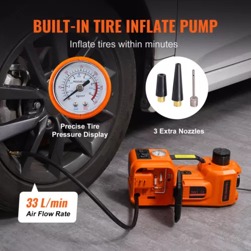 Electric Hydraulic Car Floor Jack 5 Ton 12V with Impact Wrench Inflator Pump - Picture 6 of 13