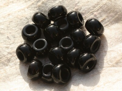 Perle Ronde Pierre Naturelle Obsidienne Olive Gravée 30mm - Trou 2.5mm - Fait Main