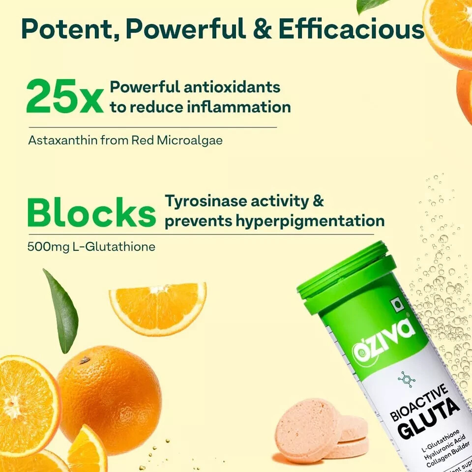 oziva glutathione supplement OZiva Bioactive Glutathione Tablets for Radiant Skin Orange (Pack of 2)