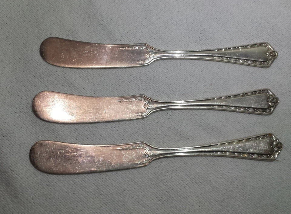 Lote/3 Esparcidores de Mantequilla Platos de Plata Wm Rogers 1916 Hampton Gustav Strohhaker Foto 4 de 4