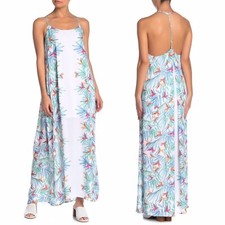 Show Me Your Mumu Tropical Palm Party T-Rex T Strap Maxi Dress Womens XS NEW
