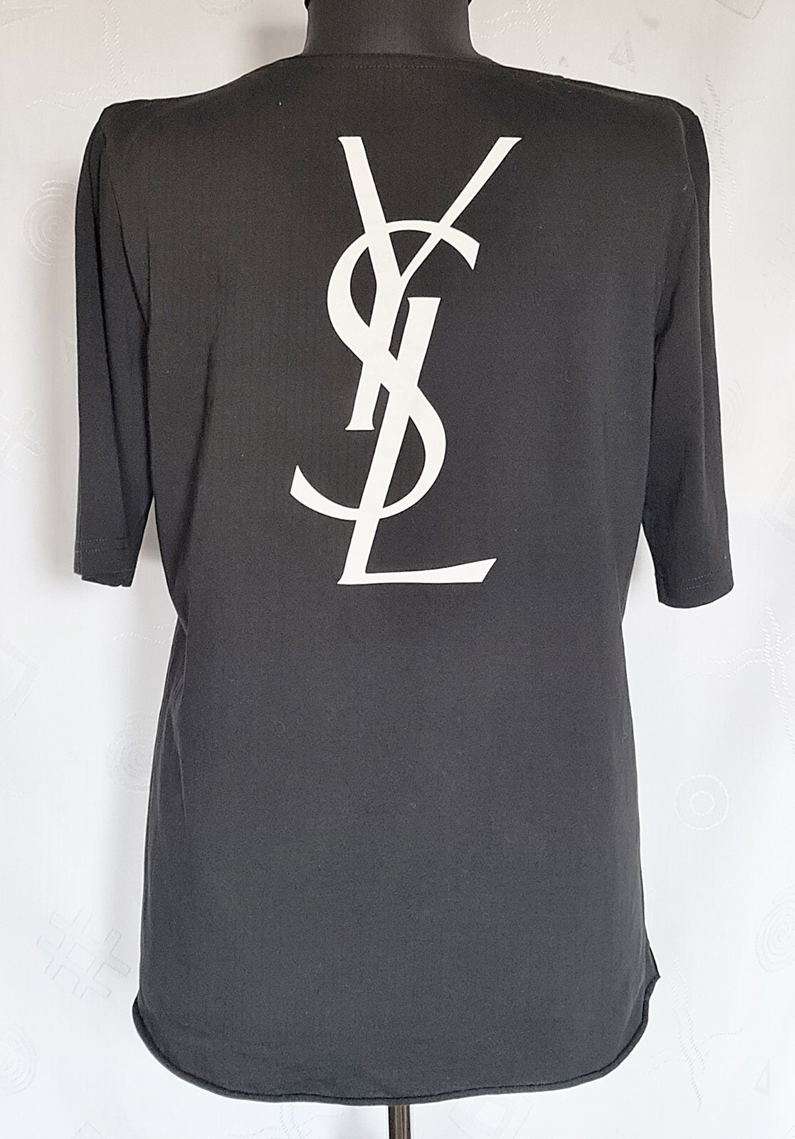 CAMICETTA AUTENTICA YVES SAINT LAURENT LOGO DONNA NERA TAGLIA TOP: US10 M EU 38